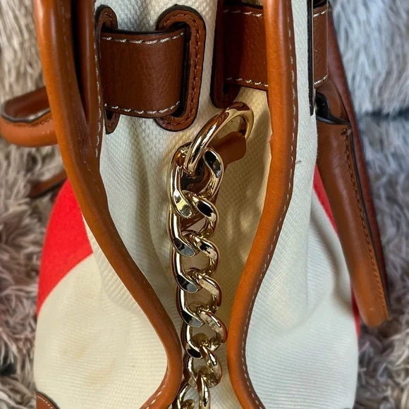 Michael Kors Red and Tan Shoulder Bag